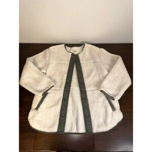 Abercrombie & Fitch Cream Sherpa Jacket with Olive Trim